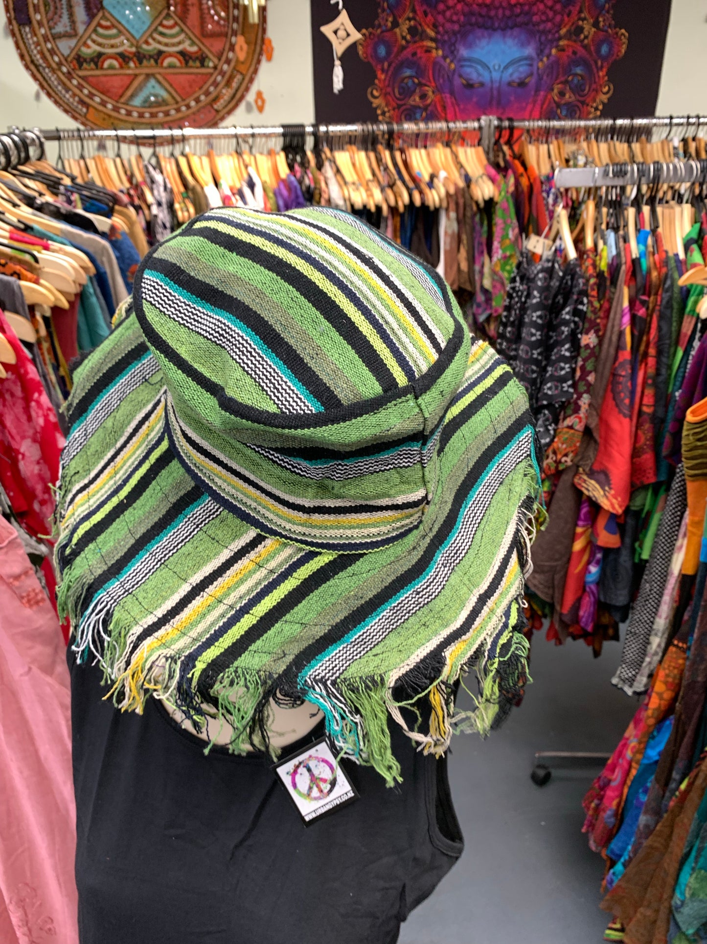 BOHEMIAN STYLE HANDCRAFTED REVERSIBLE HIPPIE SUN HATS #8453