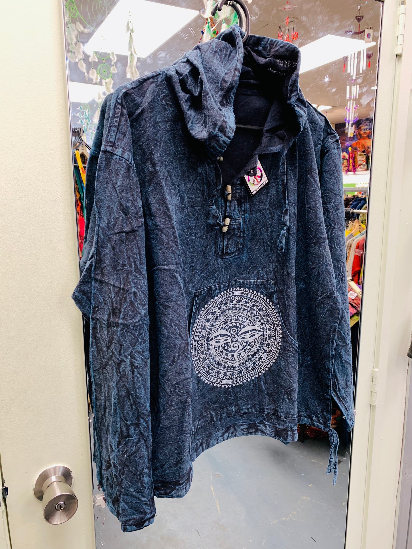 Bohemian style handcrafted cotton Hoodie Mandala Kurta/ Shirt # 792529