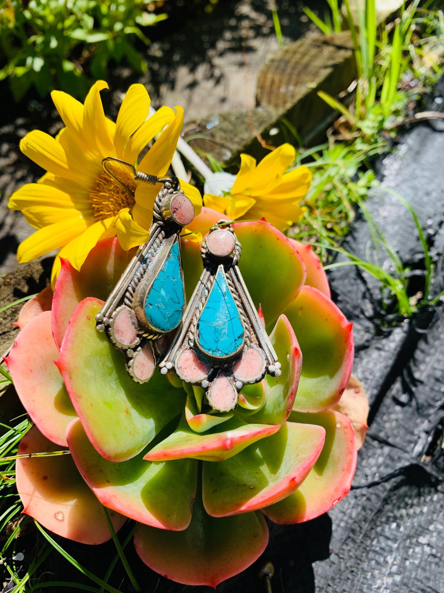 Bohemian style handcrafted Tibetan earrings #99