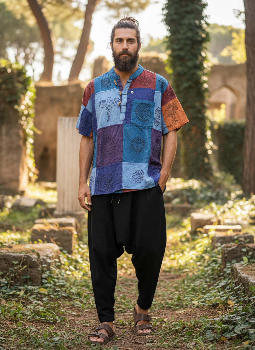 Bohemian style handcrafted Kurta/ Shirt  # KURT4020