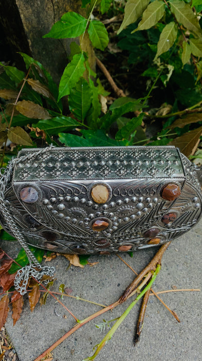 Bohemian style handcrafted metal / Brass Clutch #90743