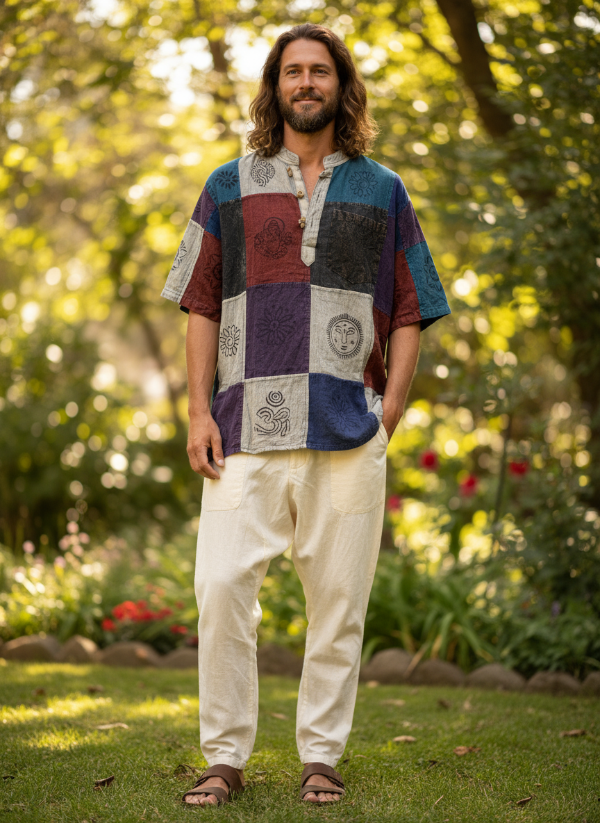 Bohemian style handcrafted Kurta/ Shirt  # KURT4021