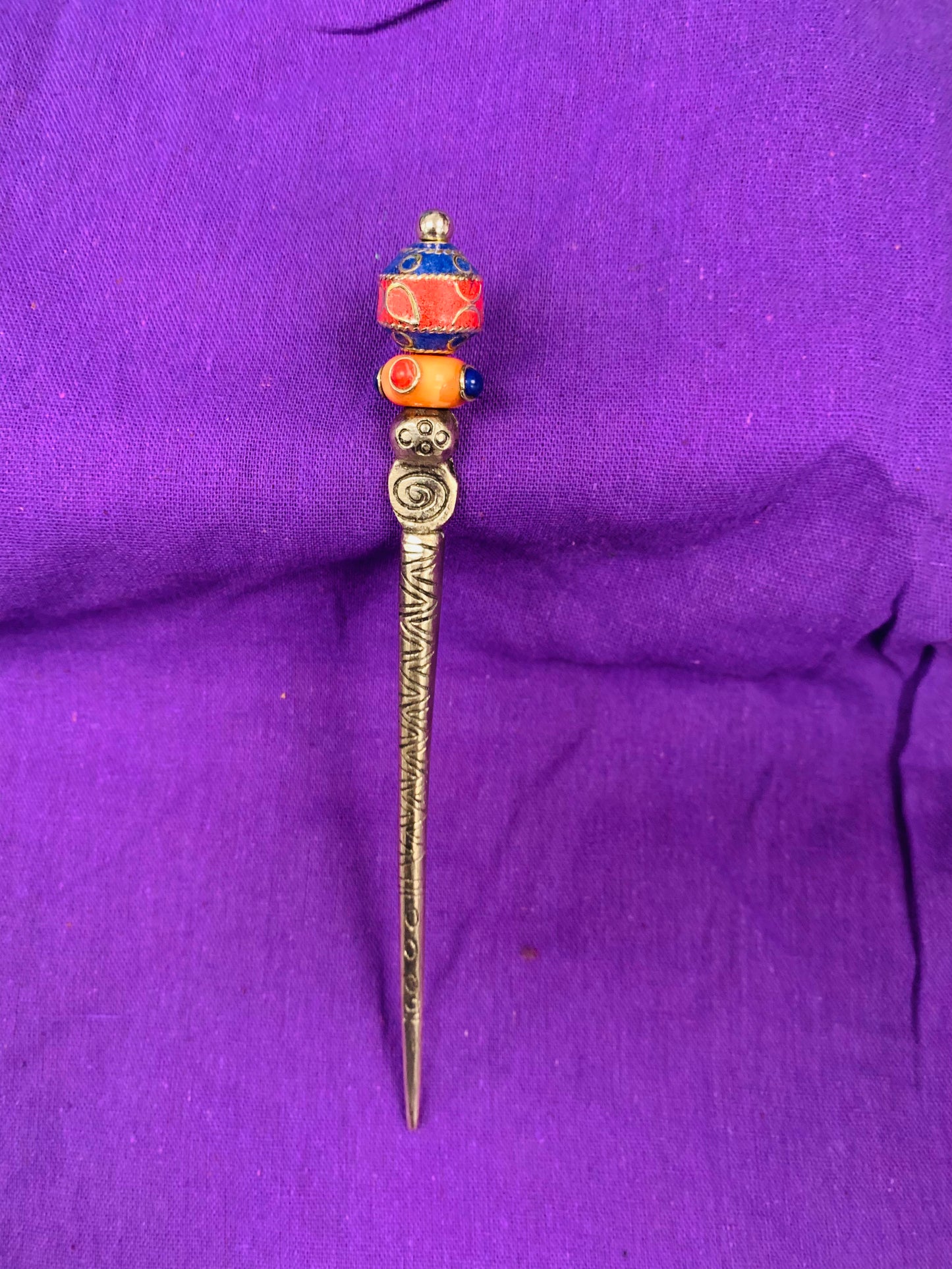 Bohemian handcrafted Metal Bun Sticks/ Hair Pins # HAIR2201