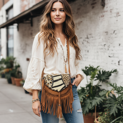 BOHO HANDCRAFTED GENUINE SUEDE LEATHER BAG #205580