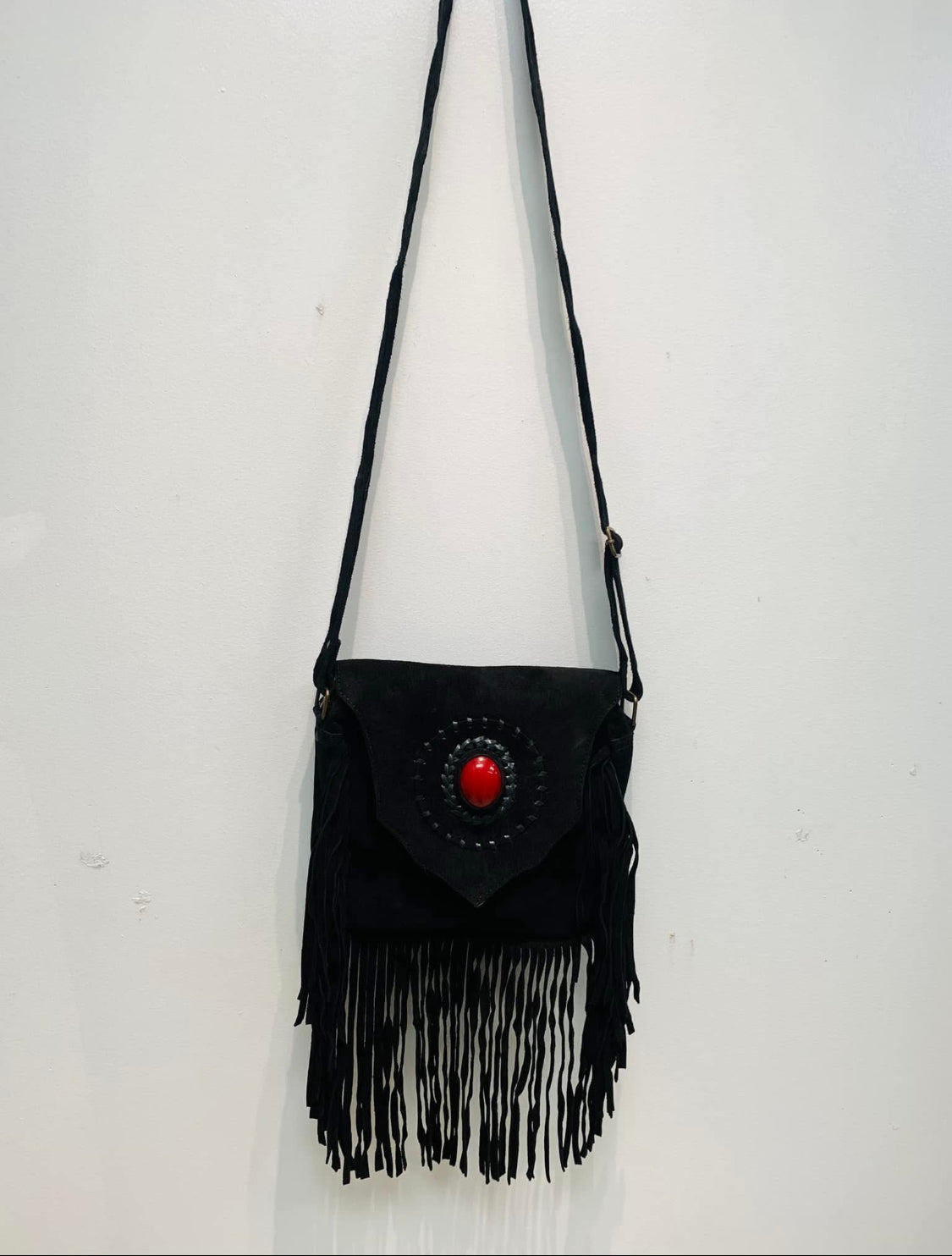 BOHEMIAN STATEMENT HANDCRAFTED GENUINE SUEDE LEATHER BAG #LEA11110