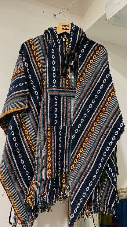 Bohemian style handcrafted Hoodie Plus size Gheri poncho  #017343