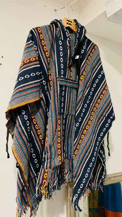Bohemian style handcrafted Hoodie Plus size Gheri poncho  #017343