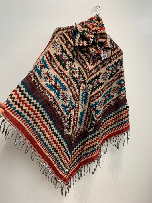 Bohemian style handcrafted Hoodie poncho #POCH0178