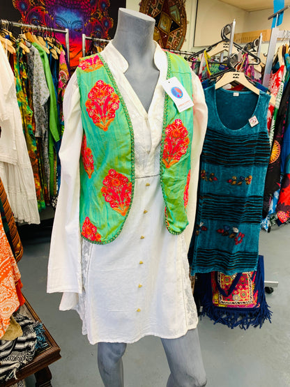 Bohemian handcrafted Silk Ethnic Vest # VE09
