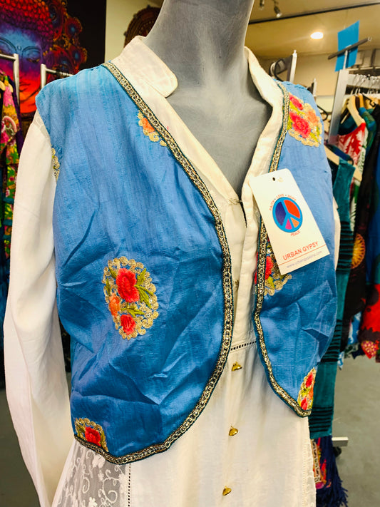 Bohemian handcrafted Silk Ethnic Vest # VE05