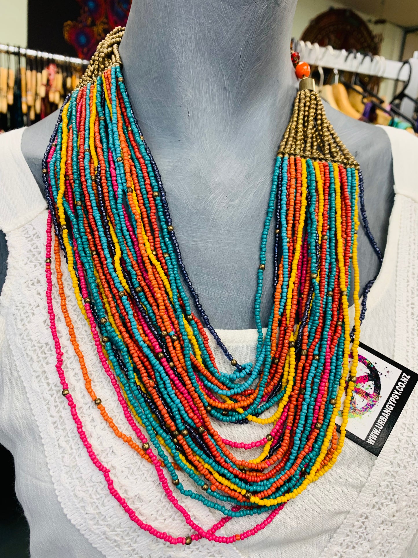 BOHEMIAN STYLE HANDCRAFTED RAINBOW BEADS NECKLACE #NECK26