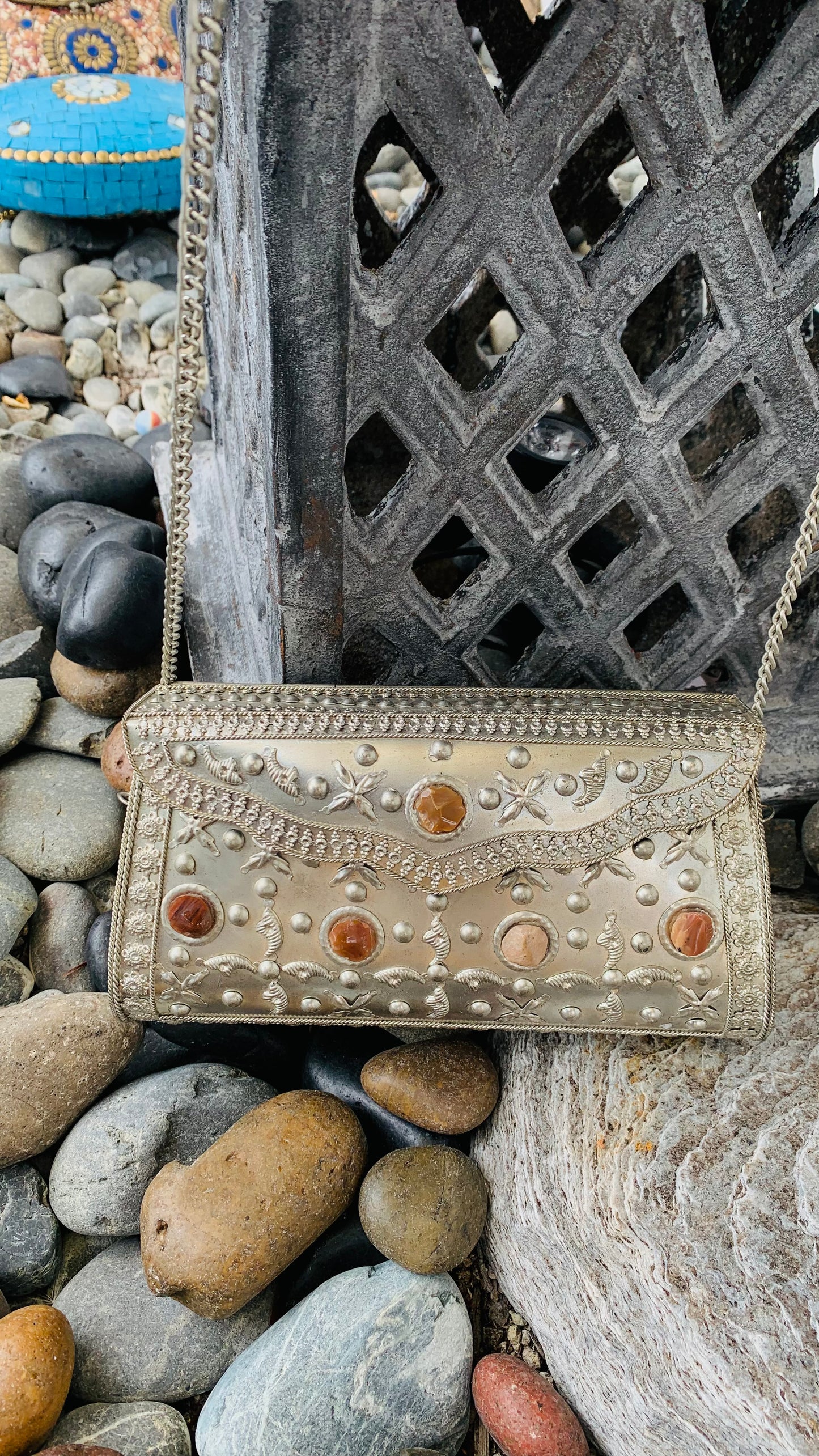 Bohemian style handcrafted metal / Brass Clutch #90733