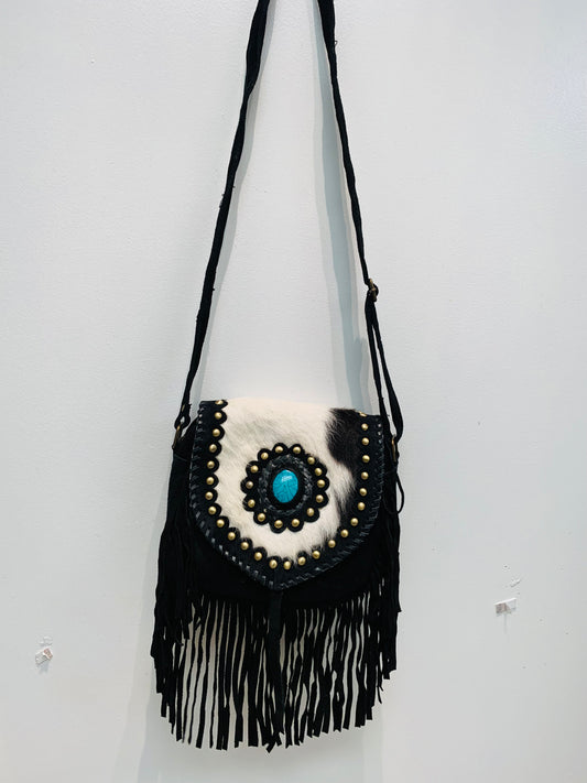 BOHEMIAN STATEMENT HANDCRAFTED GENUINE SUEDE LEATHER BAG #LEA1025