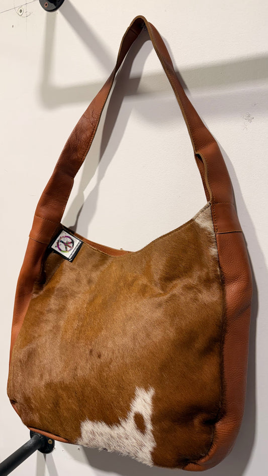 BOHO STYLE HANDCRAFTED GENUINE  LEATHER BAGS WITH NATURAL COWHIDE #111