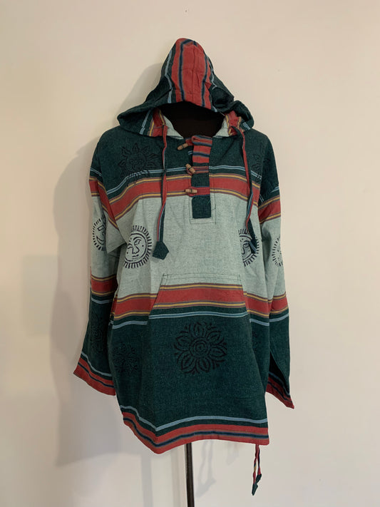 Bohemian handcrafted cotton Hoodie Kurta/Shirt # KURT622