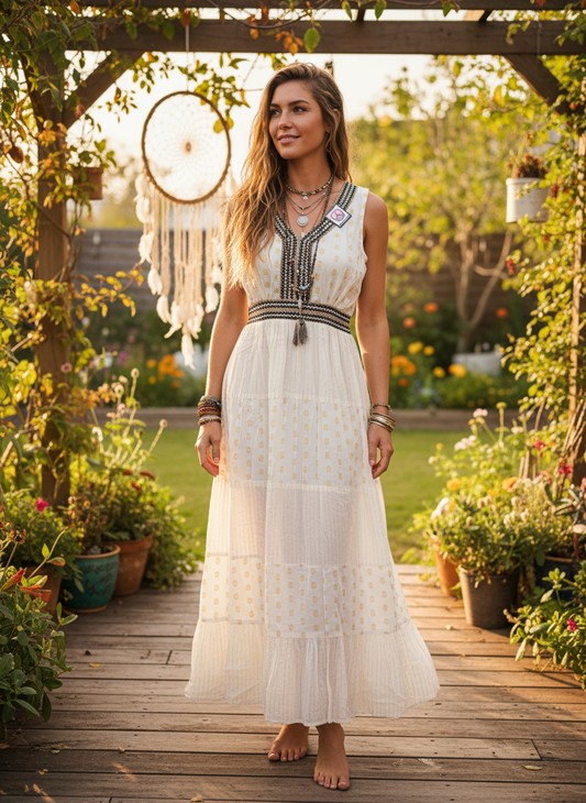 Bohemian handcrafted Sally dress # DRE330