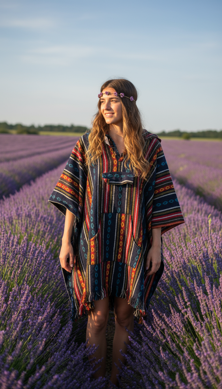 Bohemian style handcrafted Hoodie UNISEX Gheri poncho #01570