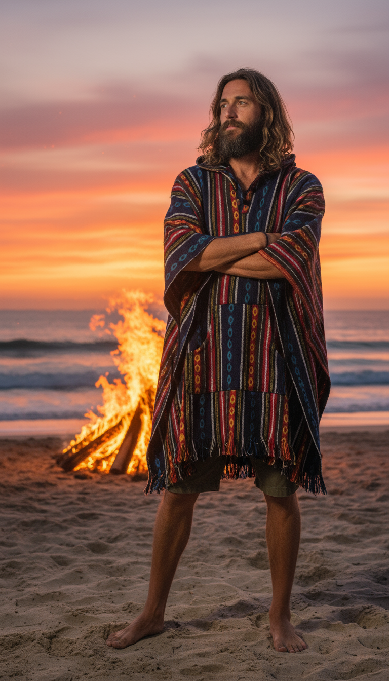 Bohemian style handcrafted Hoodie UNISEX Gheri poncho #01570