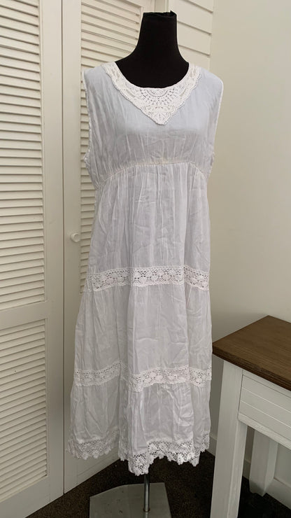 BOHEMIAN HANDCRAFTED WHITE DRESS #5623