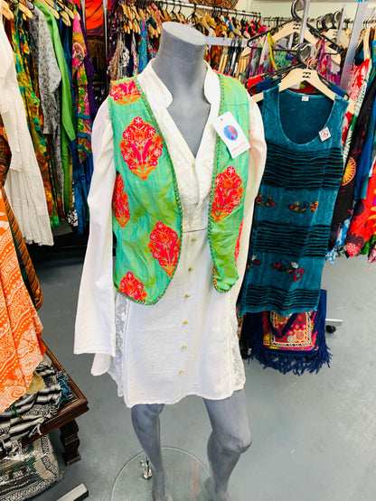 Bohemian handcrafted Silk Ethnic Vest # VE09