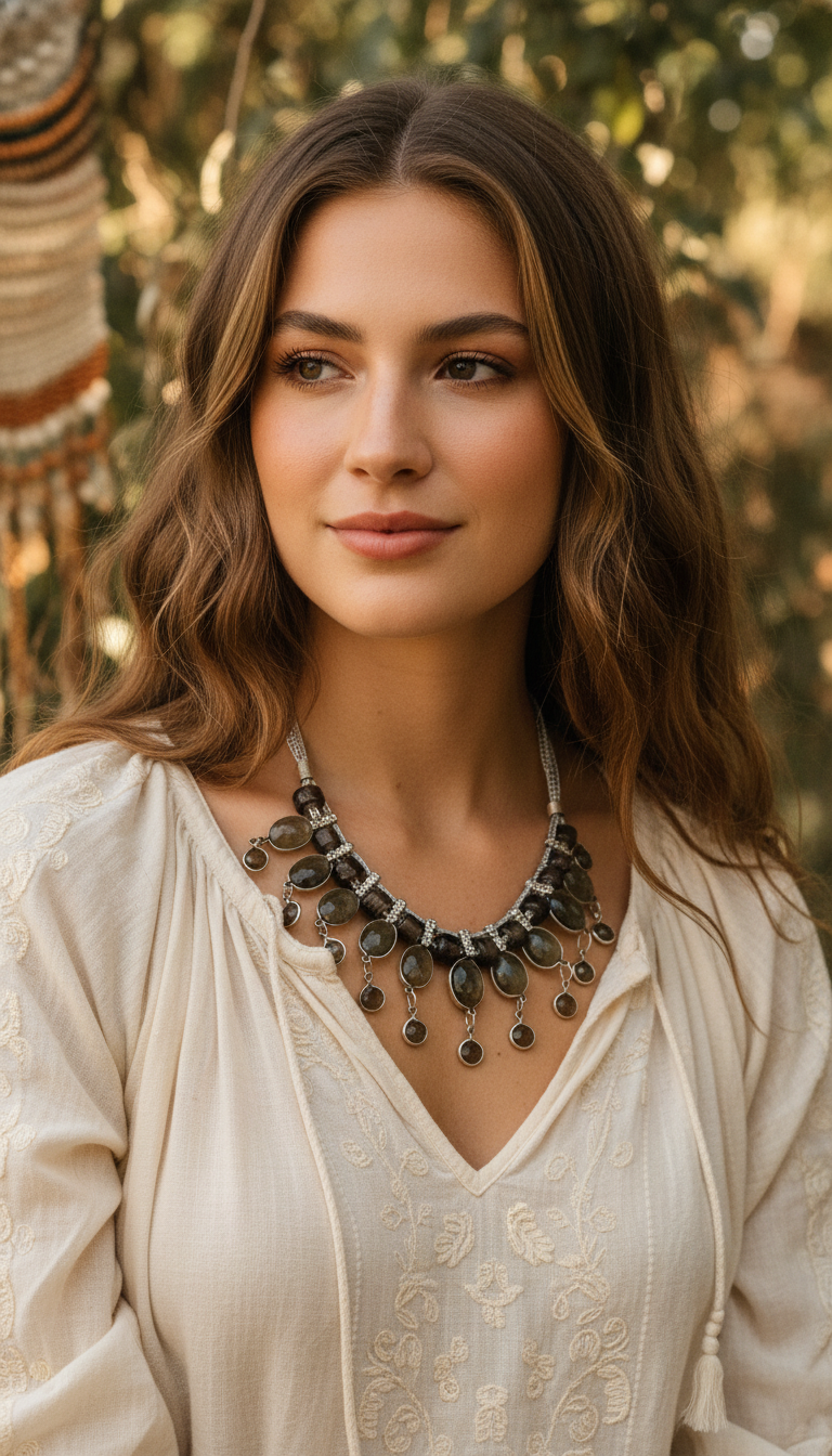 BOHEMIAN STYLE HANDCRAFTED BEADS NECKLACE # NECK2230