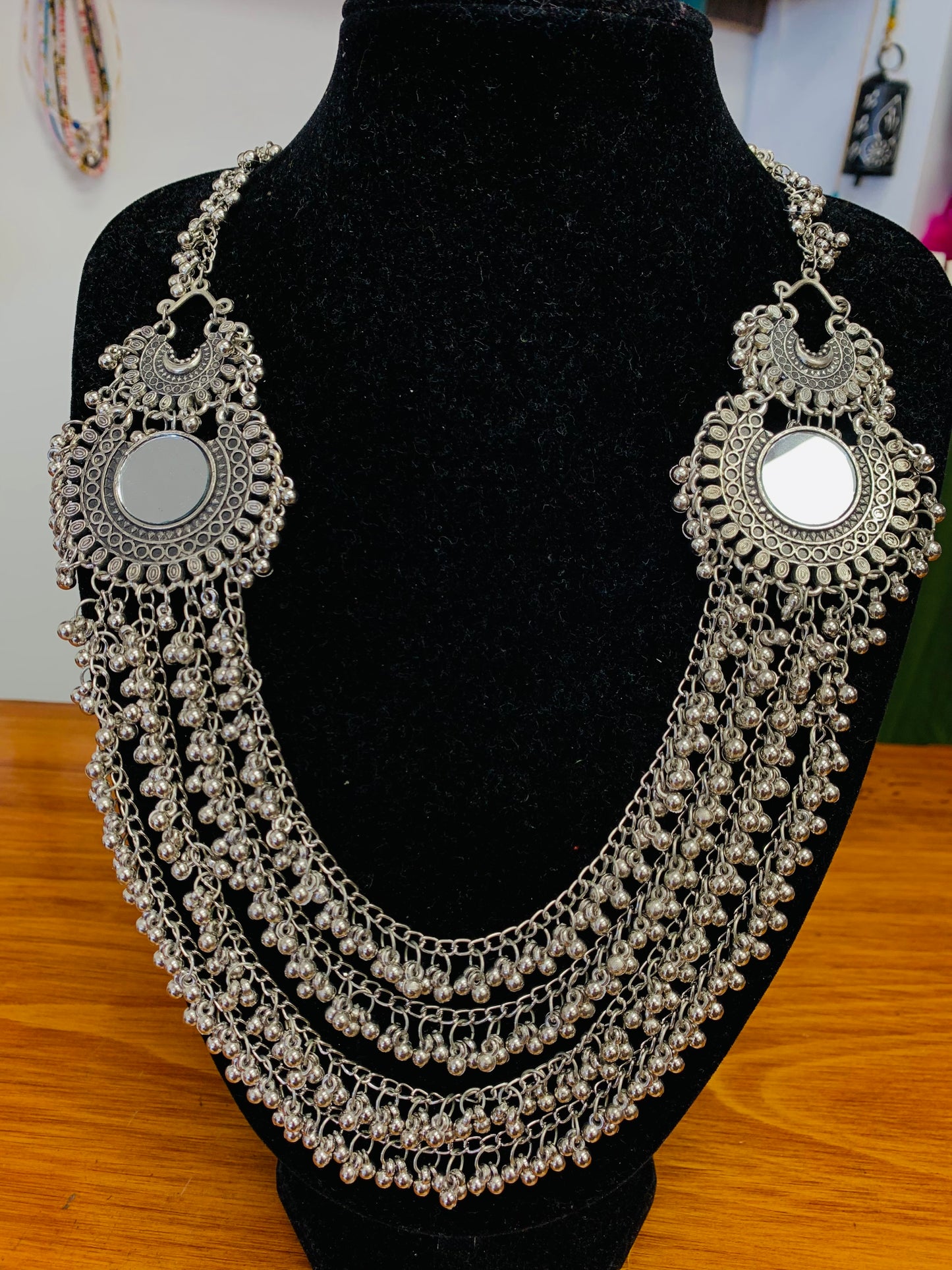 BOHEMIAN STYLE HANDCRAFTED MIRROR NECKLACE #NECK42