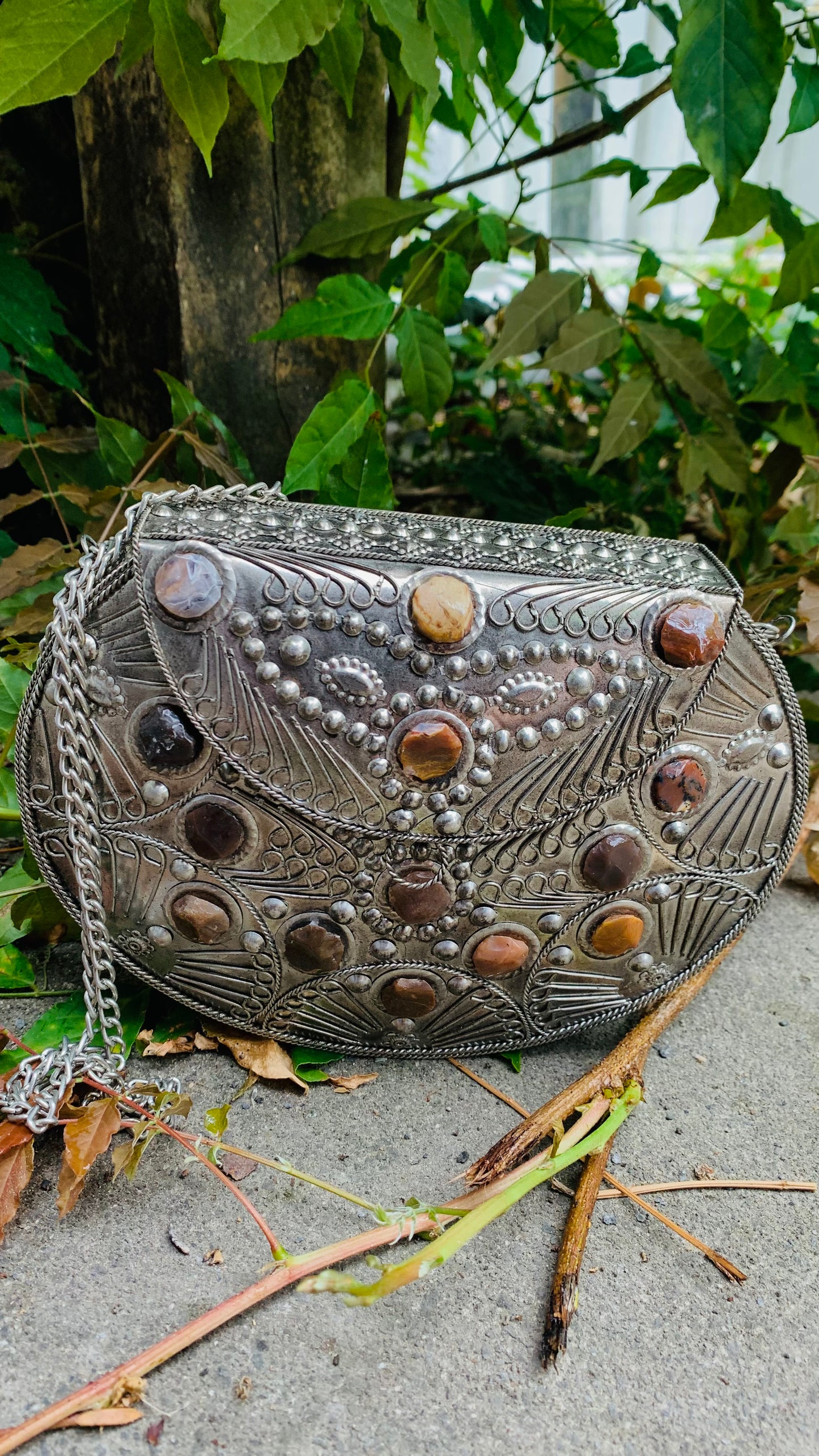 Bohemian style handcrafted metal / Brass Clutch #90743