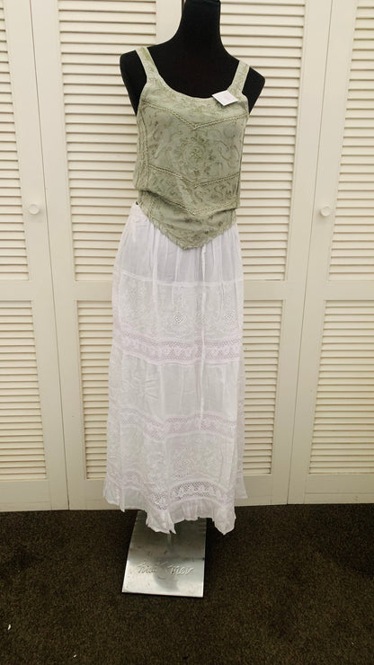 Boho Handcrafted white skirt #SK7321