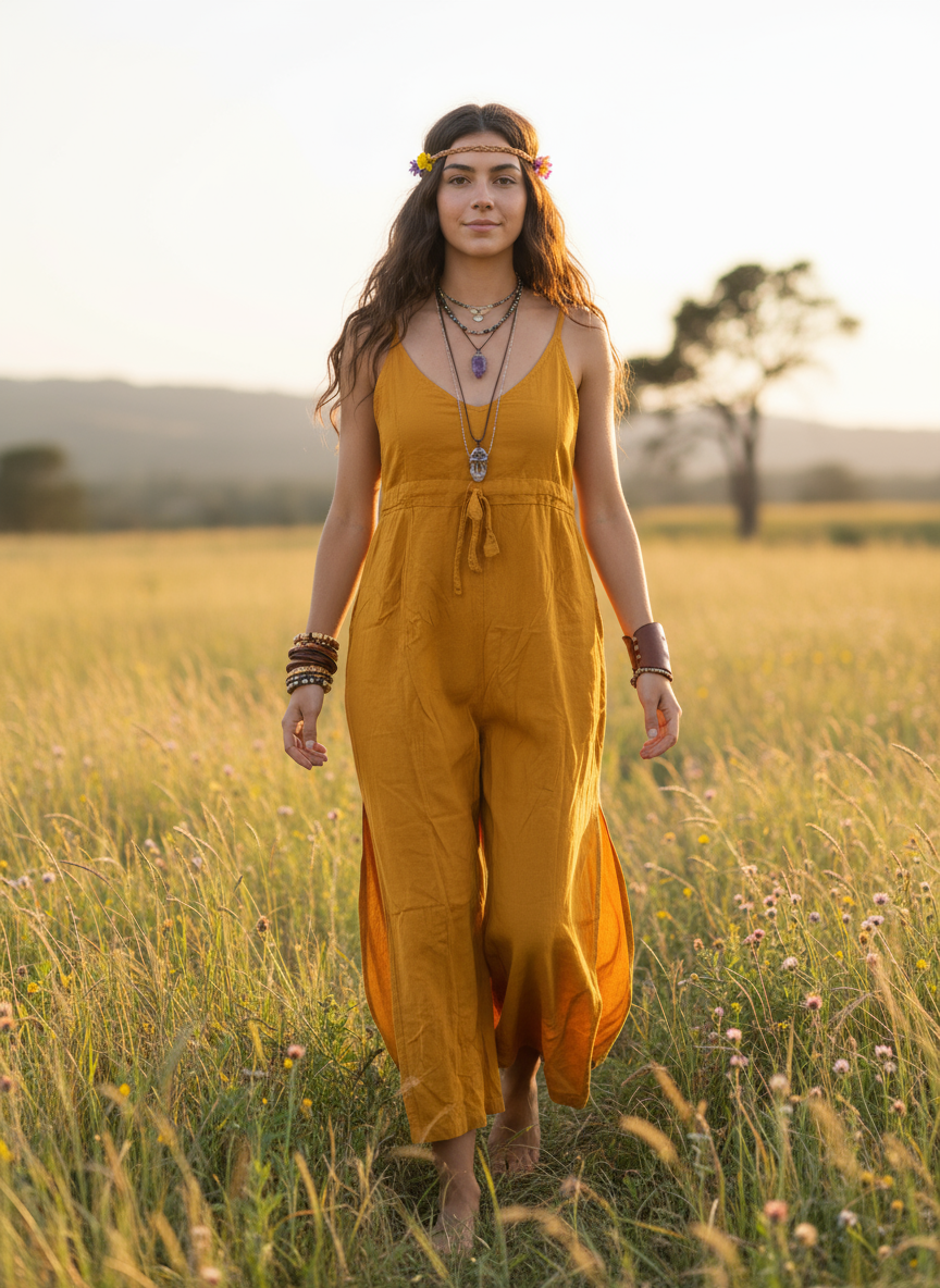 Bohemian Handcrafted  Cotton Jumpsuit / Overalls # JUM021