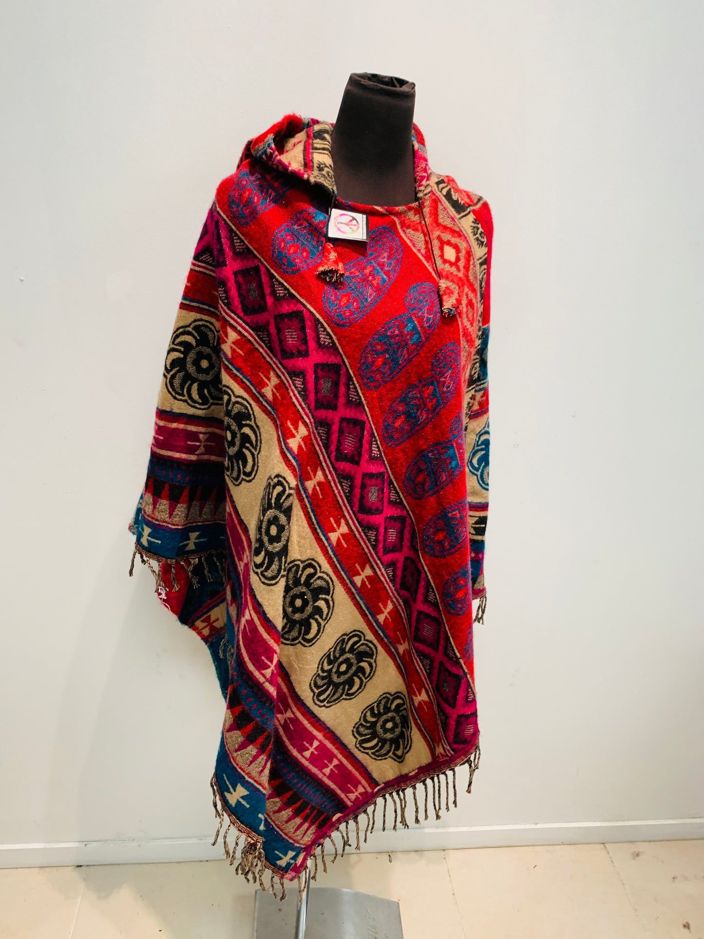 Bohemian style handcrafted Hoodie poncho #POCH0175