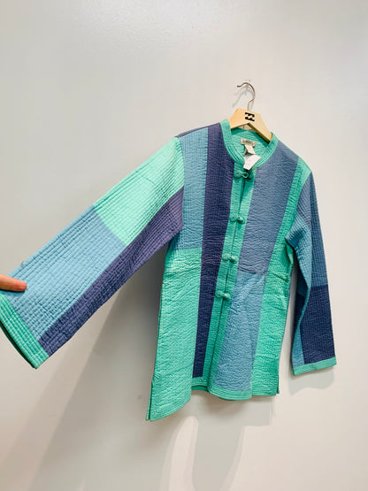 Handcrafted Reversible waist length Quilting Kantha Coat # QUIL025