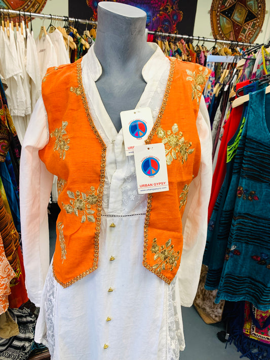 Bohemian handcrafted Silk Ethnic Vest # VE04