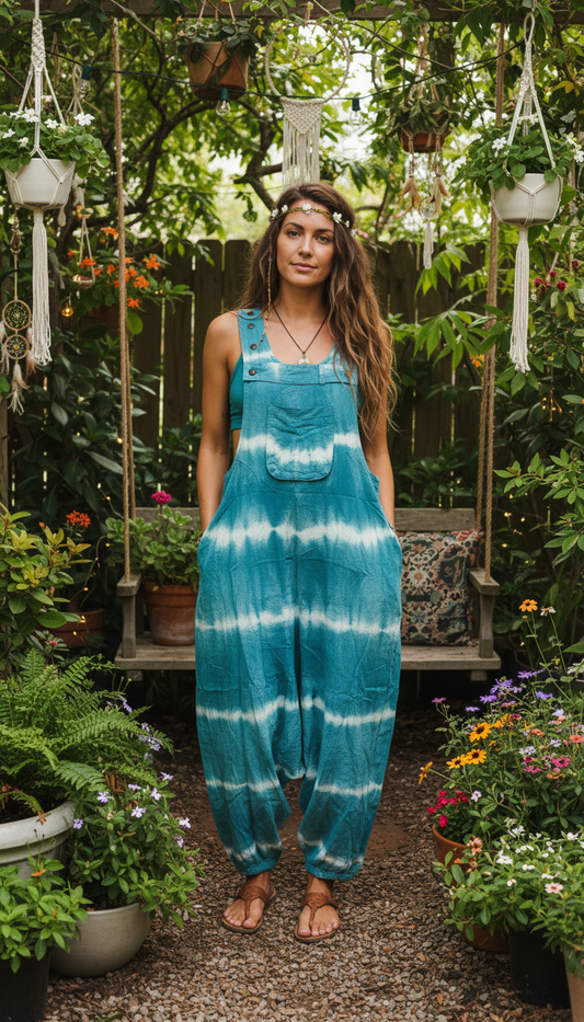 Bohemian Handcrafted Tie Dye Overalls/ Dungree #JUM137