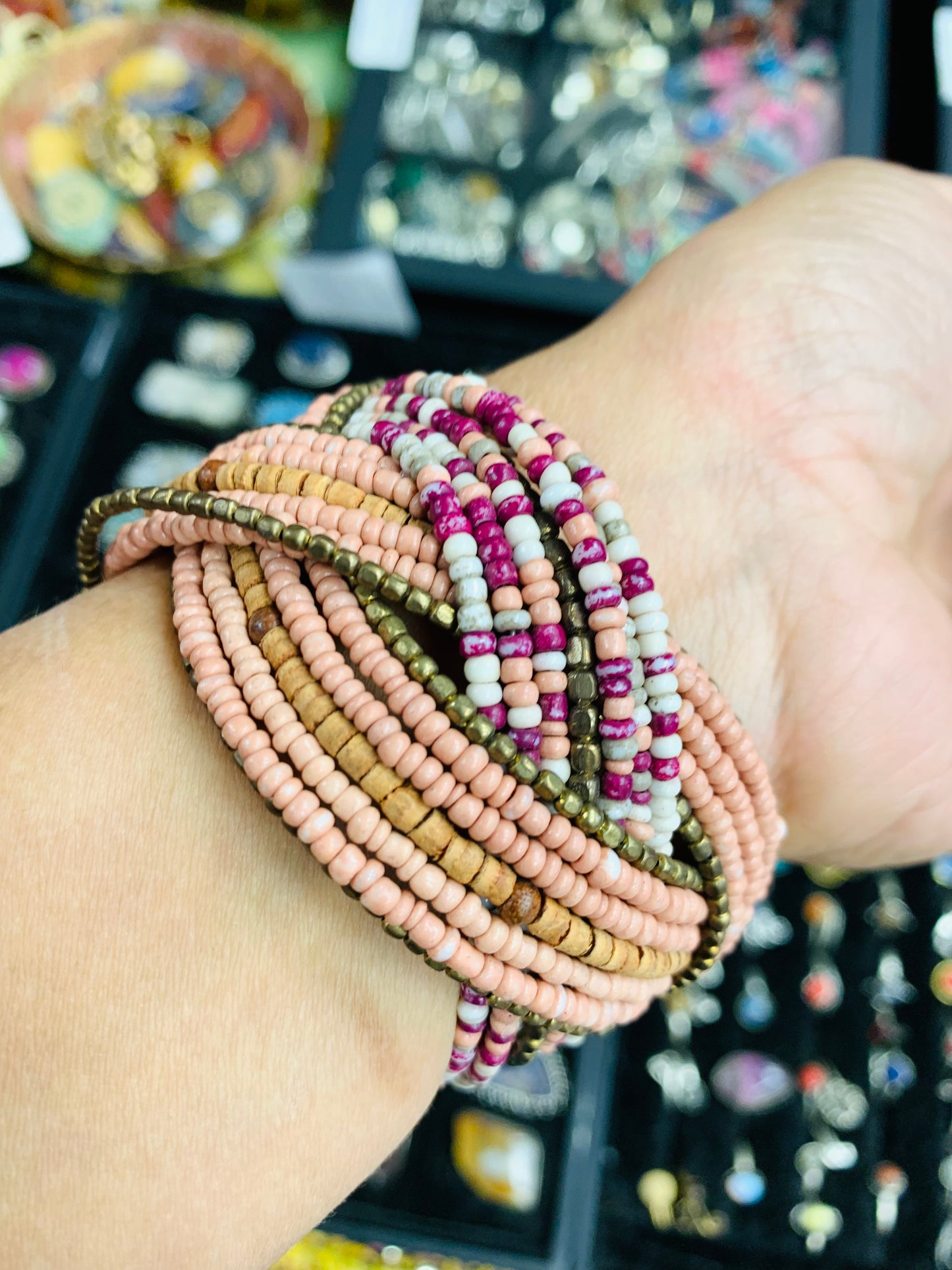 HIPPIE HANDCRAFTED HAND CUFF BEADS BANGLE  #CUFF2282