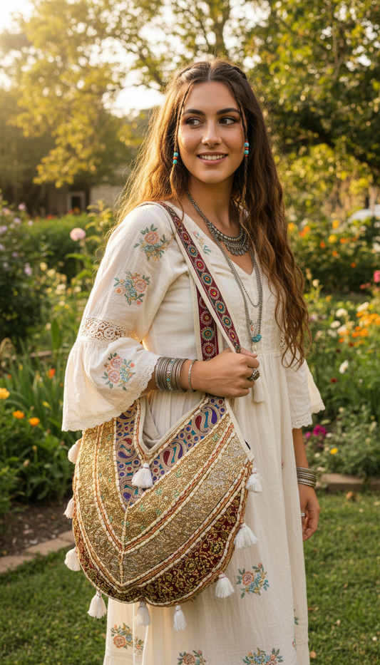 BOHEMIAN HANDCRAFTED TOTE BAG #7784