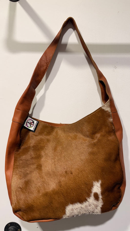 BOHO STYLE HANDCRAFTED GENUINE  LEATHER BAGS WITH NATURAL COWHIDE #111