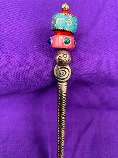 Bohemian handcrafted Metal Bun Sticks/ Hair Pins # HAIR2201