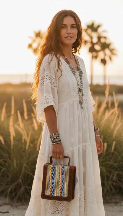 BOHEMIAN HANDCRAFTED PU LEATHER HANDBAG # 3331