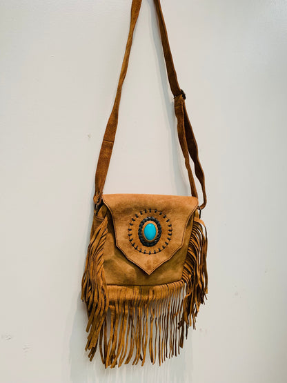 HANDCRAFTED FRIENDSHIP SUEDE LEATHER BAG #LEA552