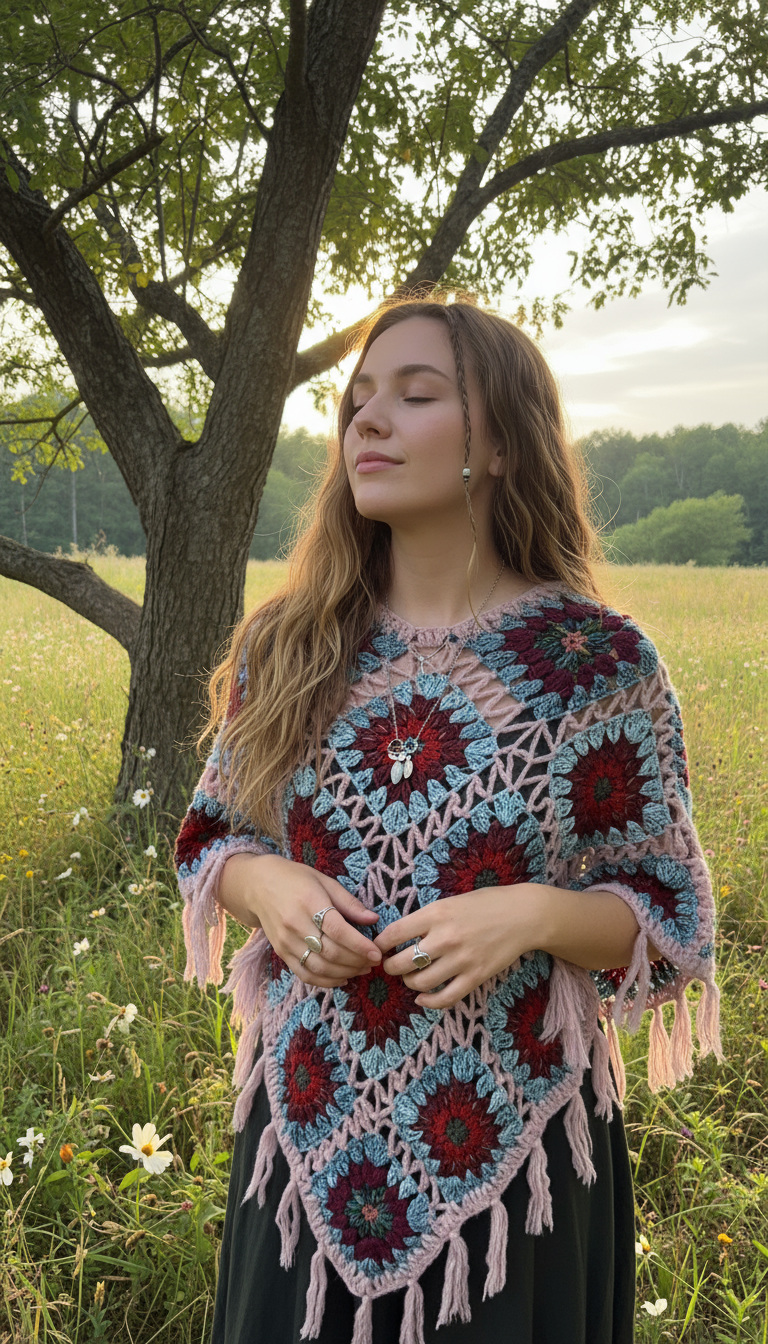 Handcrafted Crochet poncho #40