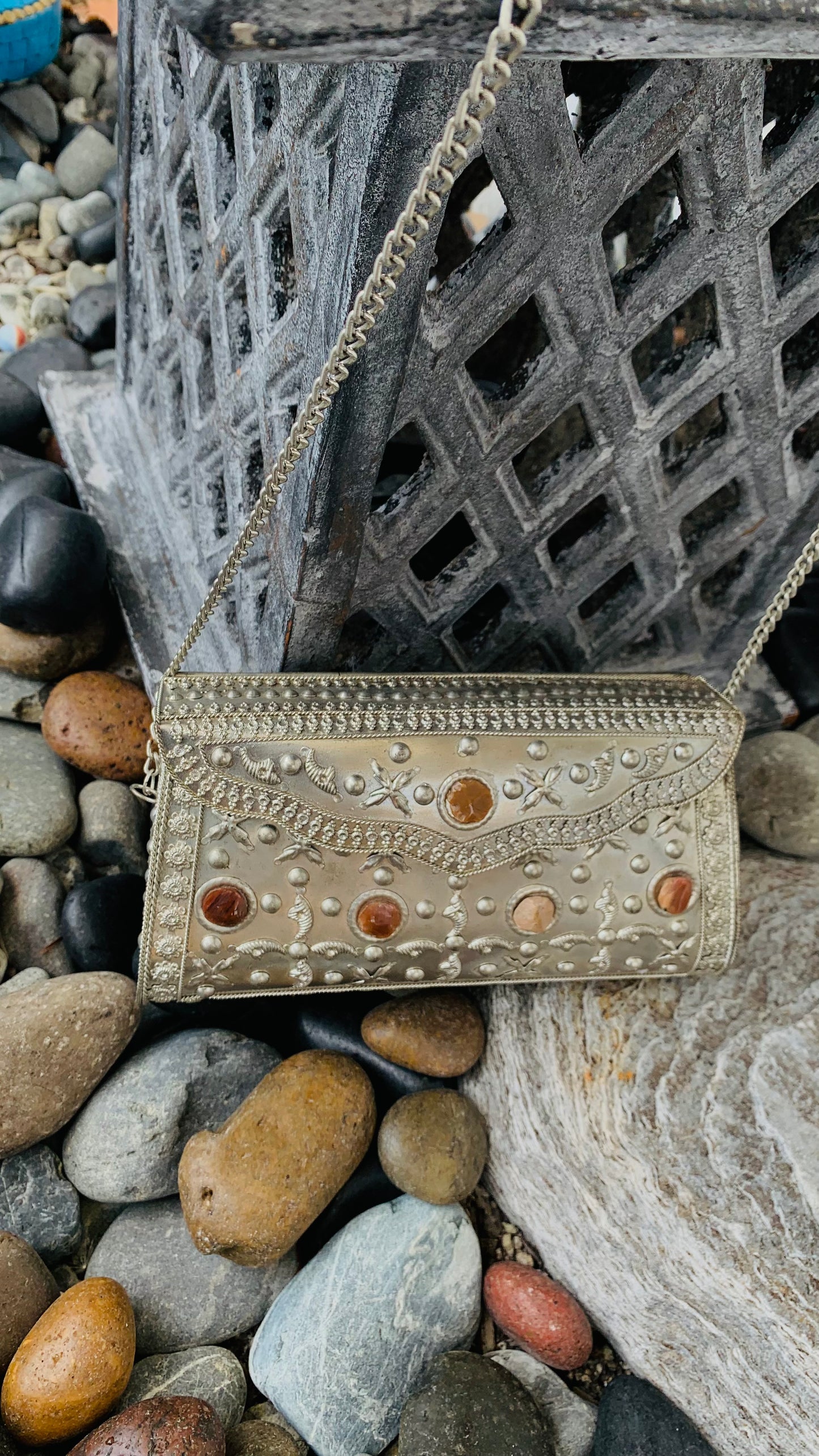 Bohemian style handcrafted metal / Brass Clutch #90733