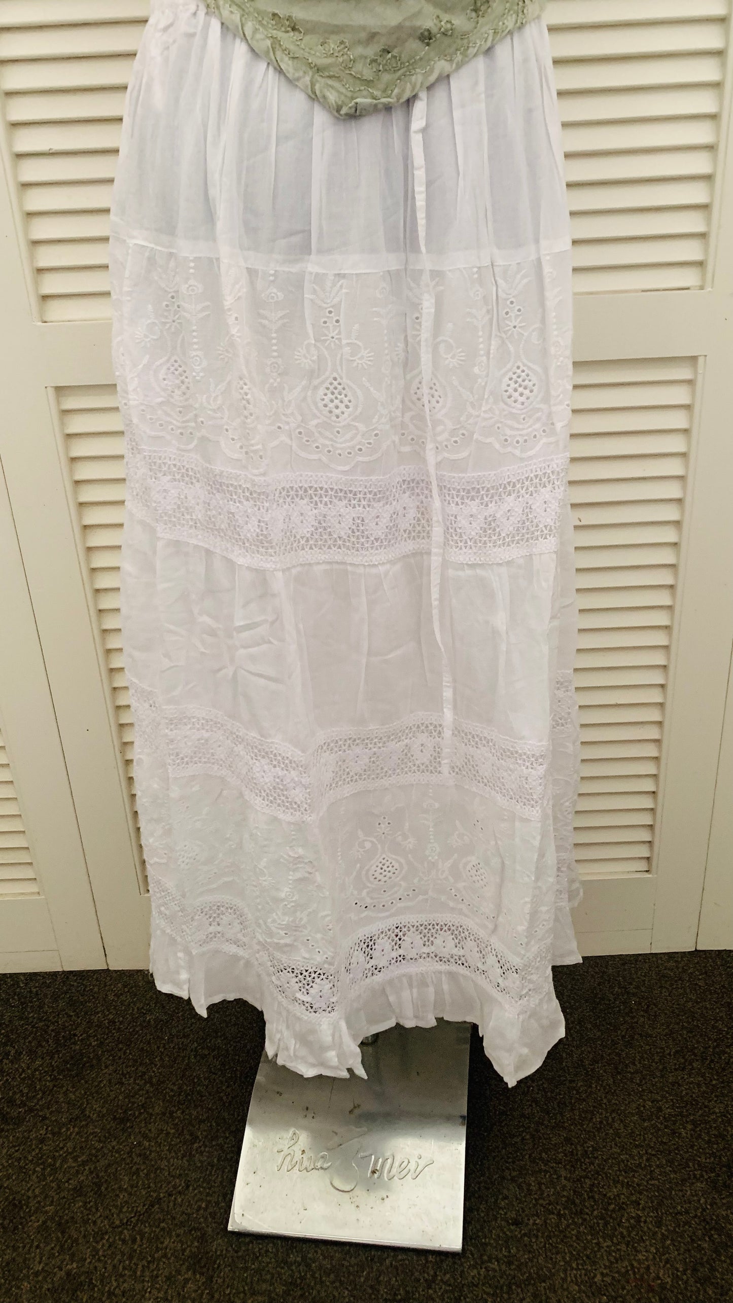 Boho Handcrafted white skirt #SK7321