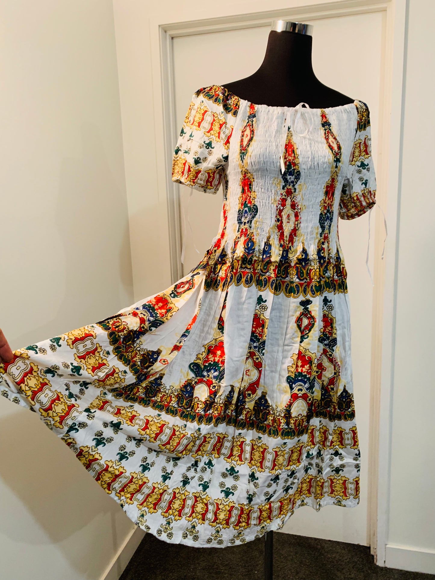 Bohemian handcrafted Elasticated dress # DRE308