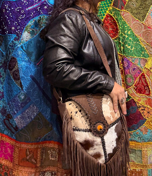 HANDCRAFTED GENUINE SUEDE LEATHER BAG  #LEA1066
