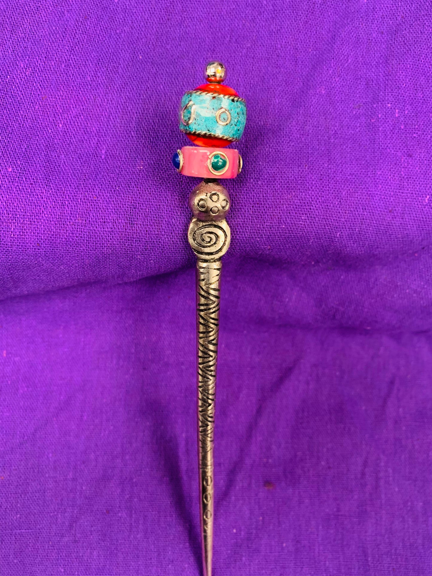 Bohemian handcrafted Metal Bun Sticks/ Hair Pins # HAIR2201