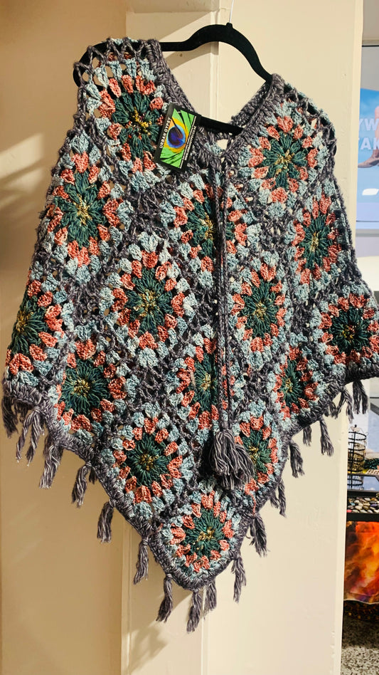 Boho handcrafted Crochet poncho #34