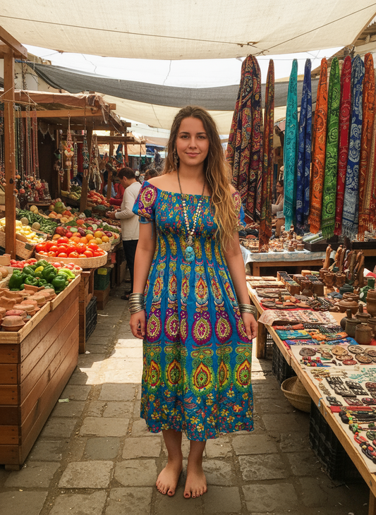 Bohemian handcrafted Mandala dress # DRE3008