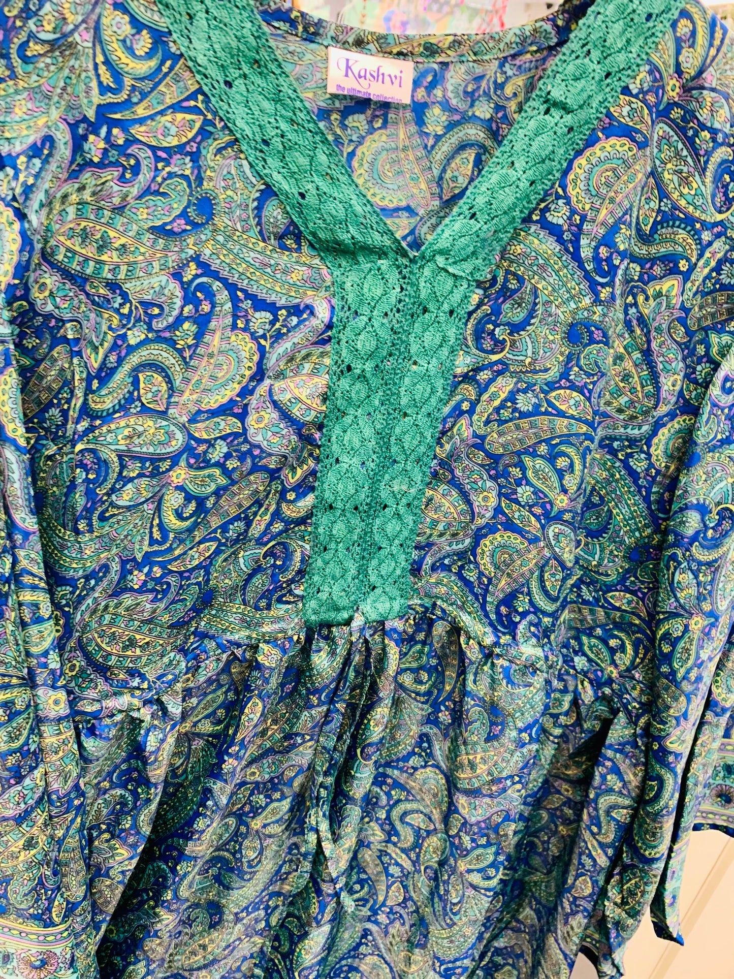 Bohemian handcrafted Long Silk Maxi dress # DRE314