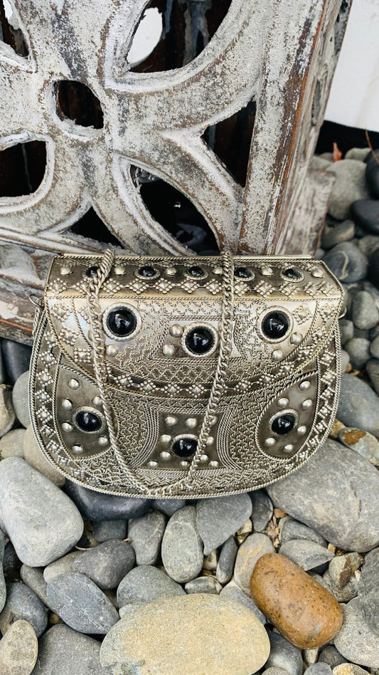 CLEARANCE!!  Bohemian style handcrafted metal / Brass Clutch #90620