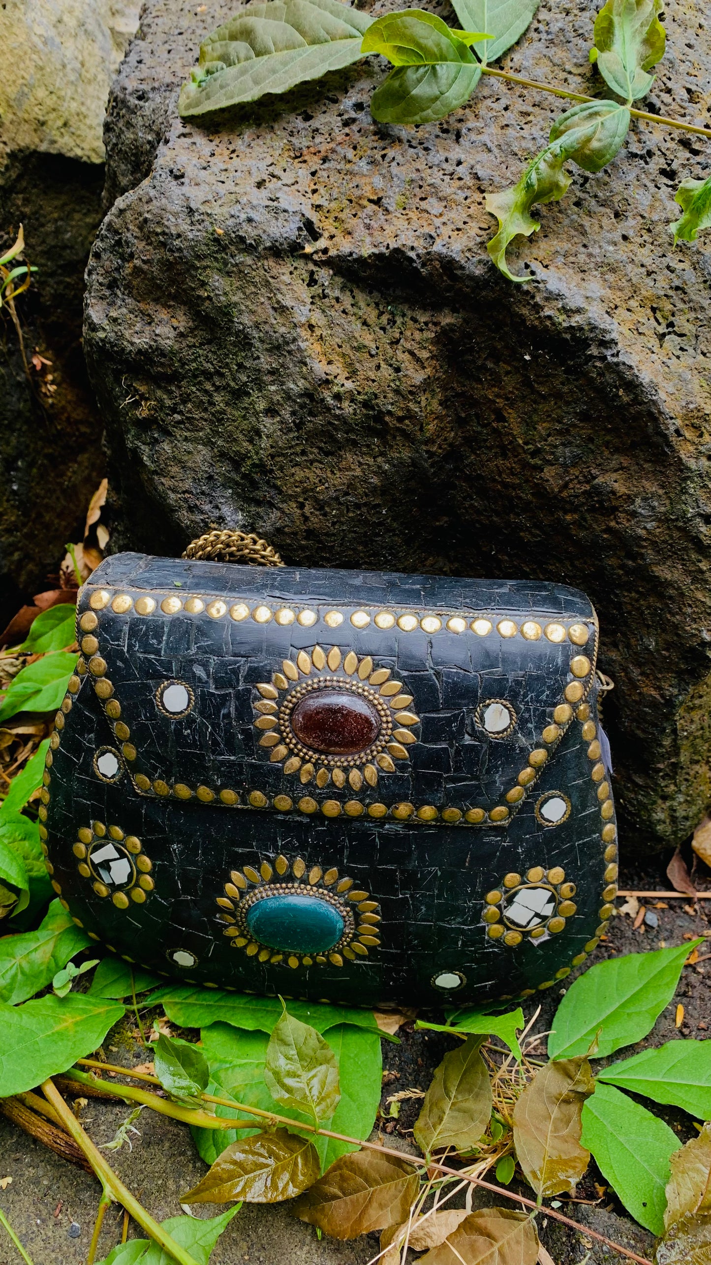 Bohemian style handcrafted metal / Brass Clutch #90738